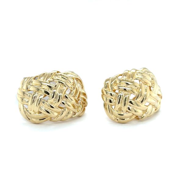 Estate Yellow Gold Woven Earrings With Omega Backs Georgetown Jewelers Wood Dale, IL