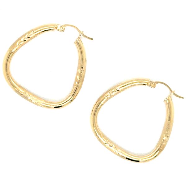 Estate Yellow Gold Triangular Hoop Earring Georgetown Jewelers Wood Dale, IL