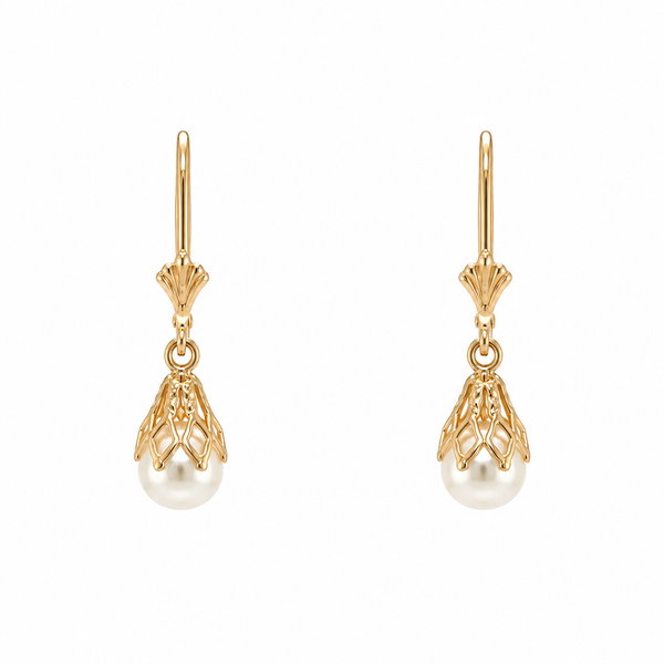 Estate Pearl Drop leverback Earrings Georgetown Jewelers Wood Dale, IL