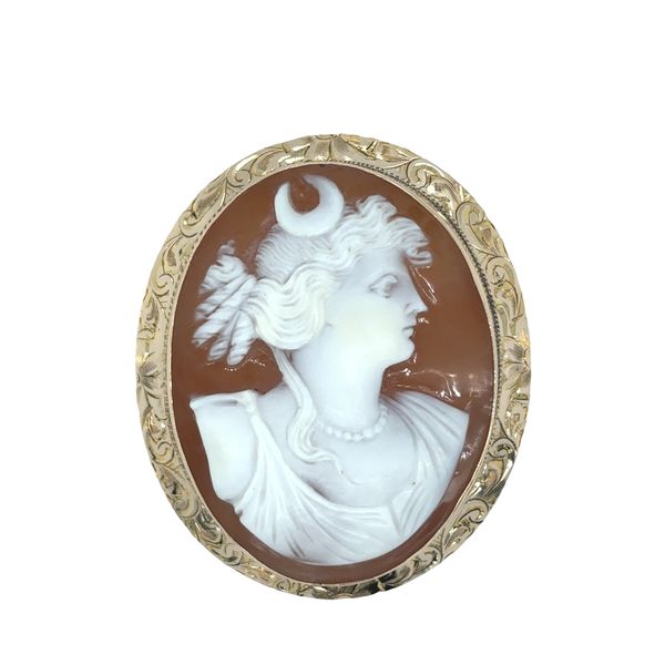 Estate 10K Yellow Gold Cameo Combination Brooch/Pendant Georgetown Jewelers Wood Dale, IL