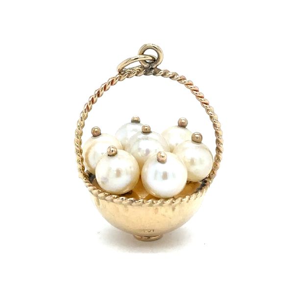 Estate 14K Yellow Gold Pearl Basket Charm Georgetown Jewelers Wood Dale, IL