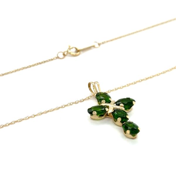 Estate 10K Yellow Gold Chrome Diopside Cross Necklace Image 2 Georgetown Jewelers Wood Dale, IL