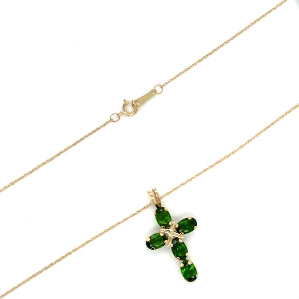 Estate 10K Yellow Gold Chrome Diopside Cross Necklace Georgetown Jewelers Wood Dale, IL