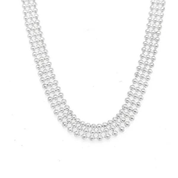 Estate Sterling Silver Triple Strand Bead Necklace 16\