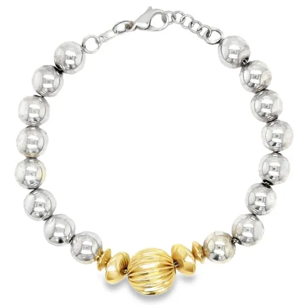 Estate Silver and Gold Tone Bead Bracelet Georgetown Jewelers Wood Dale, IL