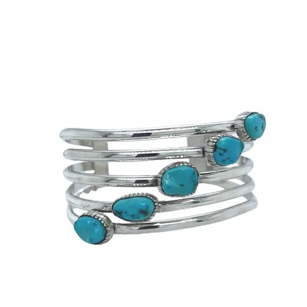 Estate Silver Turquoise Cuff Bracelet