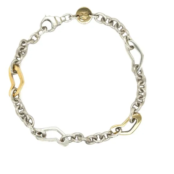 Estate Silver and 18KY Movado Heart Station Bracelet Georgetown Jewelers Wood Dale, IL