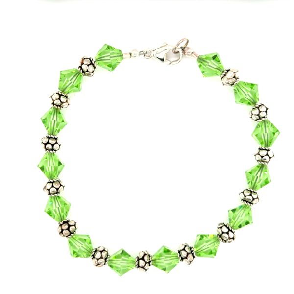Estate Silver and Light Green Faceted Bead Bracelet Georgetown Jewelers Wood Dale, IL