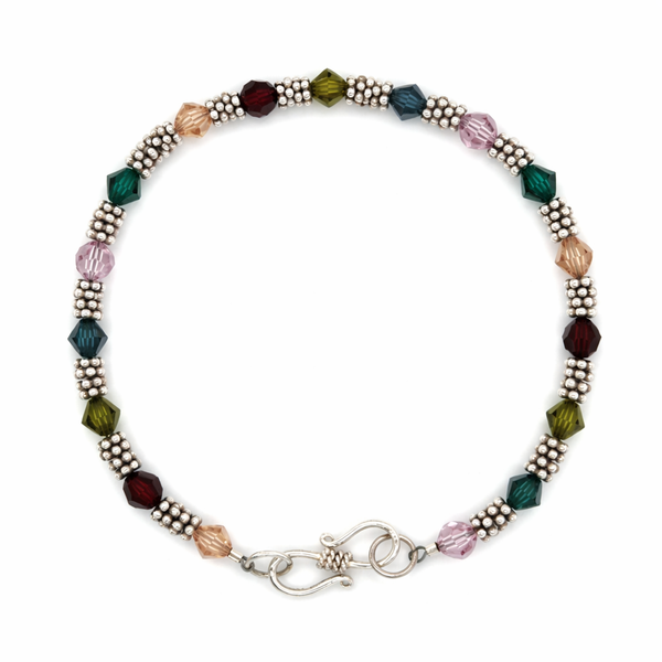 Estate Silver Multi Color faceted bead Bracelet Georgetown Jewelers Wood Dale, IL