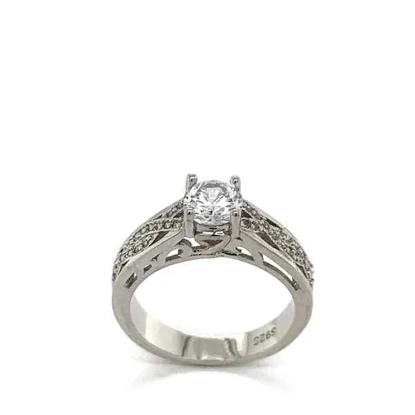 Estate Silver CZ Cathedral Ring Georgetown Jewelers Wood Dale, IL