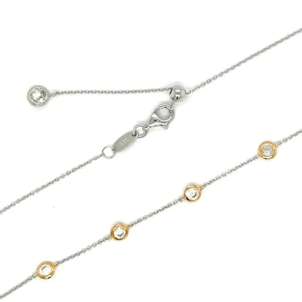 Estate Sterling Silver Two Tone Bezel Necklace
