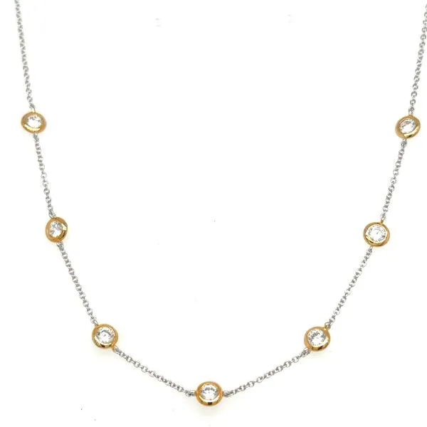 Estate Sterling Silver Two Tone Bezel Necklace