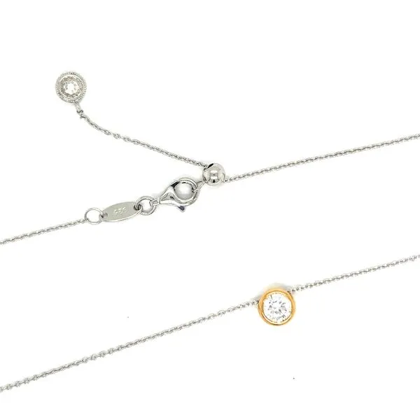 Estate Sterling Silver Two Tone Bezel Necklace