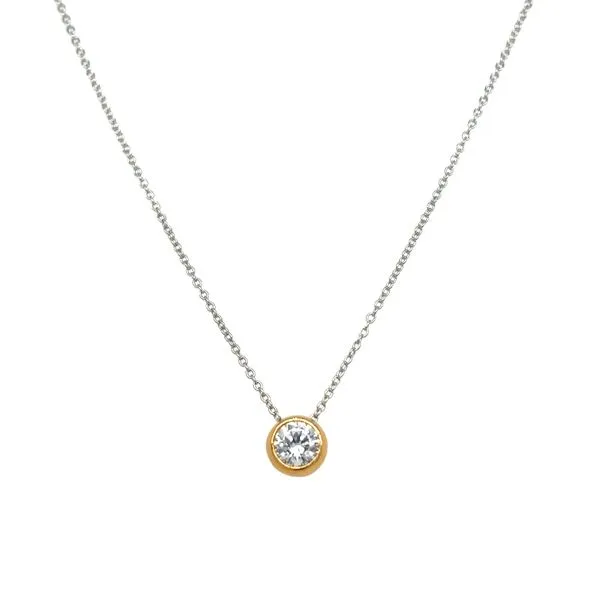 Estate Sterling Silver Two Tone Bezel Necklace