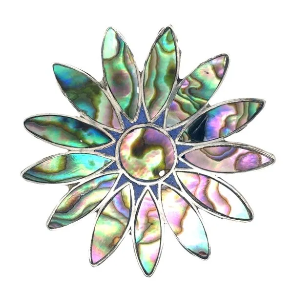 Estate Sterling Silver Abalone Pin