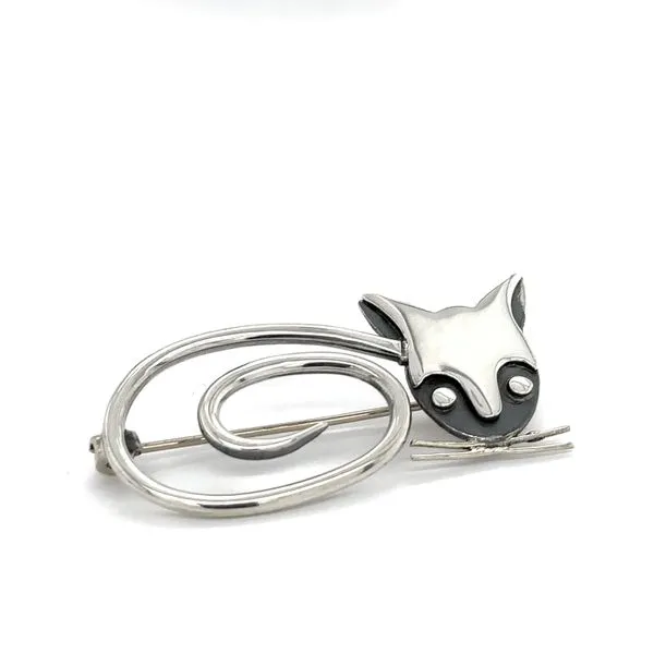 Estate Sterling Silver Cat Pin Georgetown Jewelers Wood Dale, IL