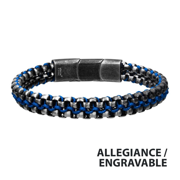 Black Stainless Steel & Blue Baseball Stitch Bracelet Georgetown Jewelers Wood Dale, IL