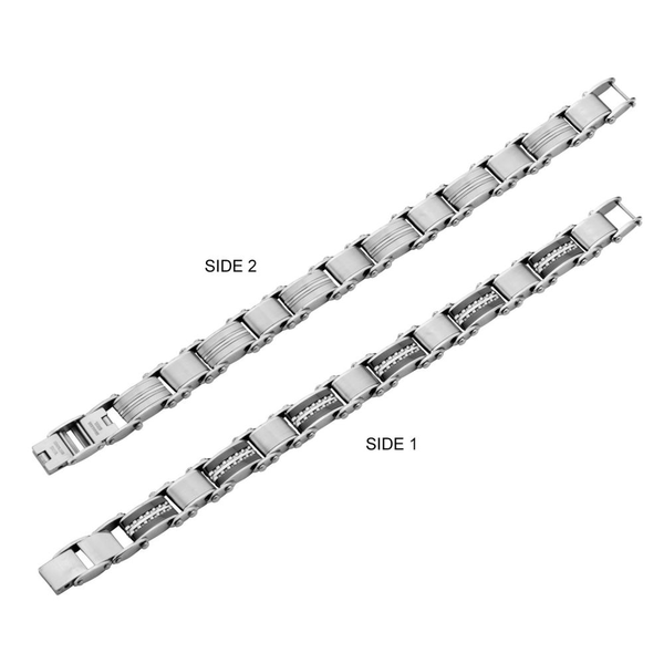 Stainless Steel / Black Plated Reversible Bracelet Image 2 Georgetown Jewelers Wood Dale, IL