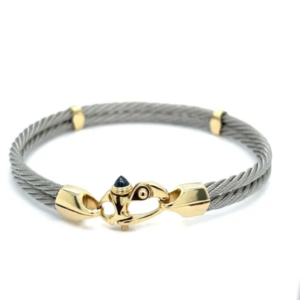Estate Stainless Steel & 14K Yellow Gold Cable Bracelet Georgetown Jewelers Wood Dale, IL