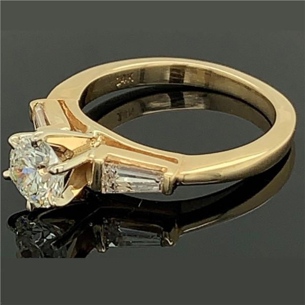 Tapered Baguette Diamond Engagement Ring With Ideal Cut Center Diamond Image 2 Geralds Jewelry Oak Harbor, WA