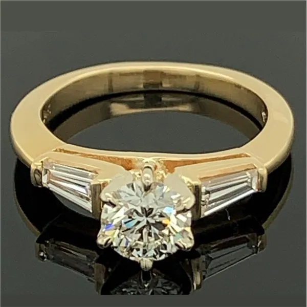 Tapered Baguette Diamond Engagement Ring With Ideal Cut Center Diamond Geralds Jewelry Oak Harbor, WA