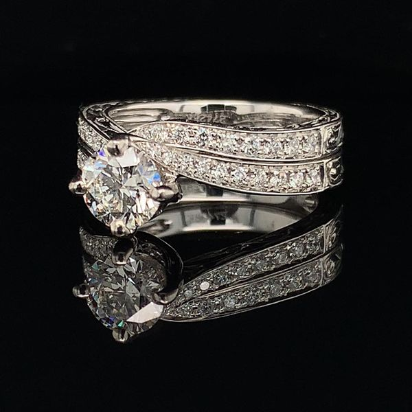 Hand Carved Diamond Wedding Set Image 2 Geralds Jewelry Oak Harbor, WA