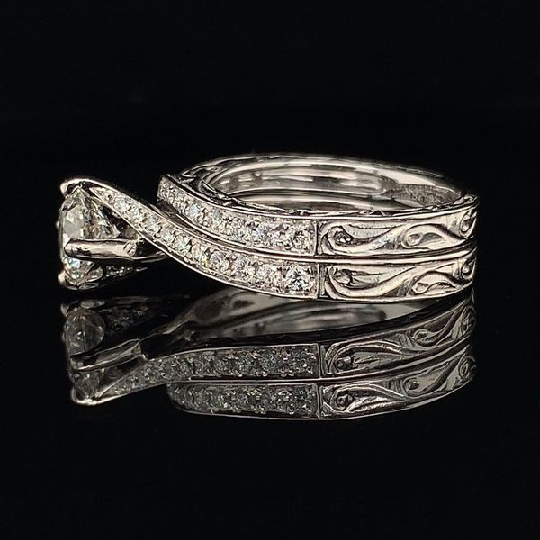 Hand Carved Diamond Wedding Set Image 3 Geralds Jewelry Oak Harbor, WA