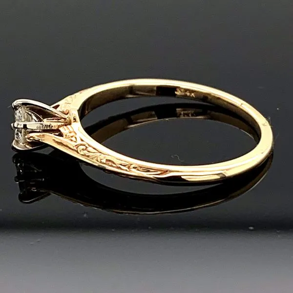 Carved Yellow Gold Solitaire Engagement Ring Image 2 Geralds Jewelry Oak Harbor, WA