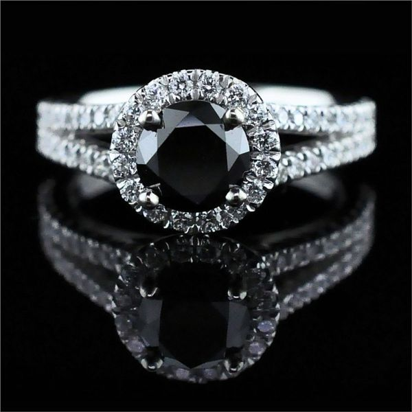 14K White Gold And Black Diamond Engagement Ring Geralds Jewelry Oak Harbor, WA