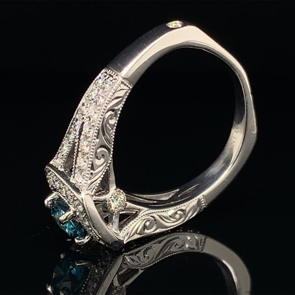 Enhanced Blue Hearts and Arrows Cut Diamond Engagement Ring Image 3 Geralds Jewelry Oak Harbor, WA