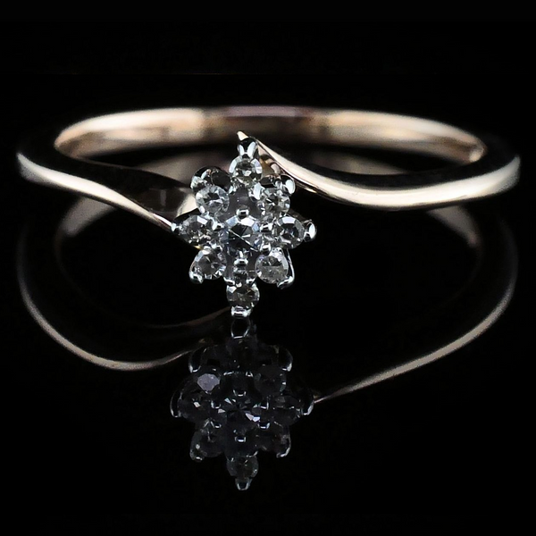 Rose Gold and Diamond Cluster Wedding Set Image 3 Geralds Jewelry Oak Harbor, WA