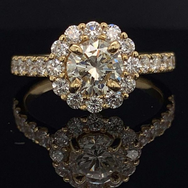 18K Yellow Gold And Diamond Halo Engagement Ring Geralds Jewelry Oak Harbor, WA