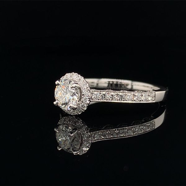 Hearts And Arrows Center Diamond Halo Engagement Ring Image 2 Geralds Jewelry Oak Harbor, WA