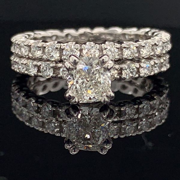 Cushion Center Eternity Band Style Wedding Set Geralds Jewelry Oak Harbor, WA