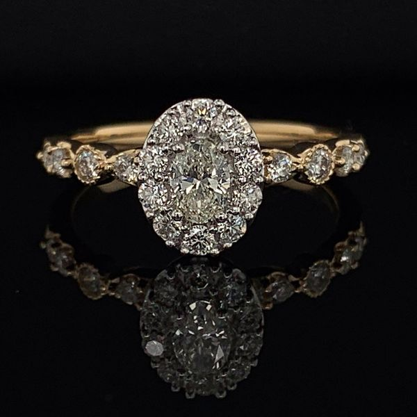 Yellow Gold And Diamond Oval Halo Engagement Ring Geralds Jewelry Oak Harbor, WA