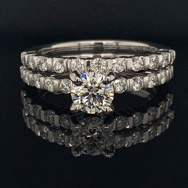 .585 Platinum And Ideal Hearts And Arrows Cut Diamond Wedding Set Geralds Jewelry Oak Harbor, WA