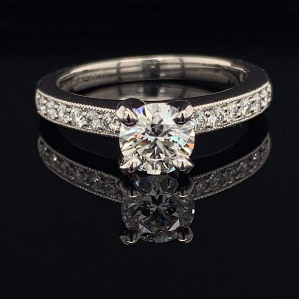 .585 Platinum And Hearts and Arrows Diamond Wedding Set Image 3 Geralds Jewelry Oak Harbor, WA