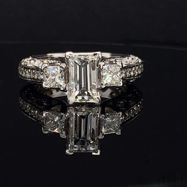 White Gold And Baguette Diamond Engagement Ring Geralds Jewelry Oak Harbor, WA