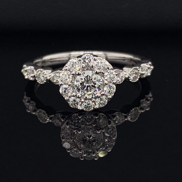 Ladies White Gold And Diamond Round Halo Engagement Ring Geralds Jewelry Oak Harbor, WA