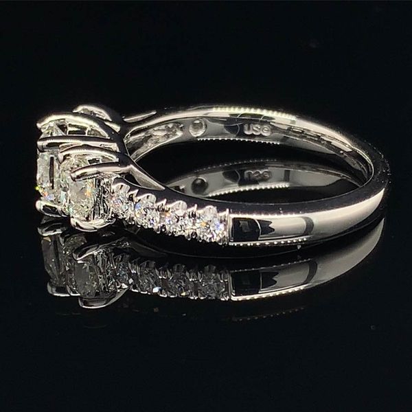 Platinum And Diamond Square Radiant Cut 3 Stone Engagement Ring Image 2 Geralds Jewelry Oak Harbor, WA