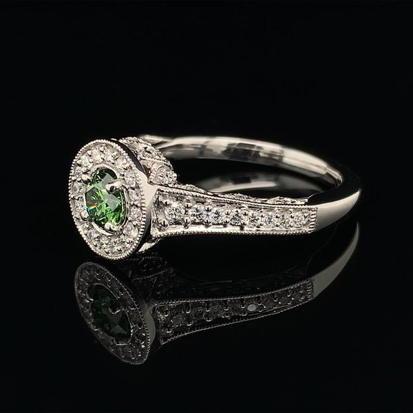 Enhanced Apple Green and White Diamond Engagement Ring Image 2 Geralds Jewelry Oak Harbor, WA