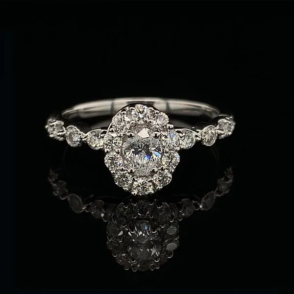 White Gold And Diamond Oval Halo Engagement Ring Geralds Jewelry Oak Harbor, WA