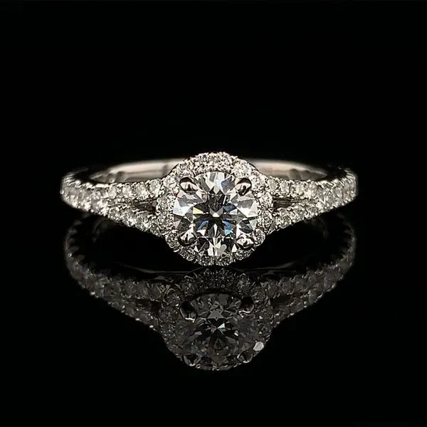 Hearts & Arrows Diamond Halo Style Ring, 1.17ct Total Diamond Weight Geralds Jewelry Oak Harbor, WA