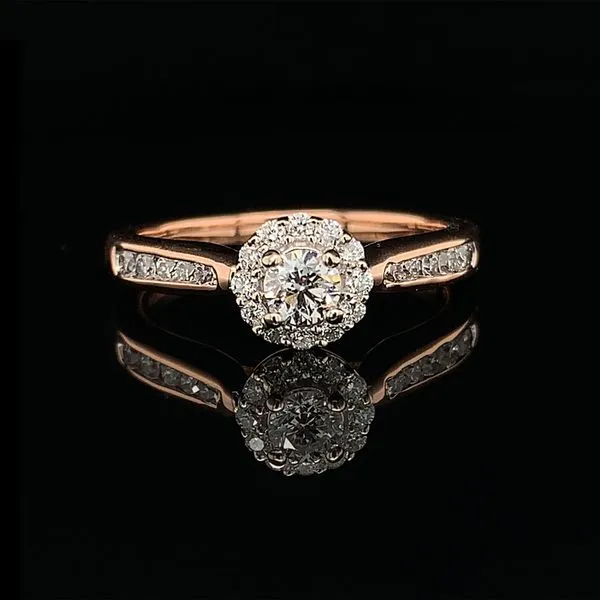 Rose Gold Round Cut Diamond Halo Engagement Ring Geralds Jewelry Oak Harbor, WA