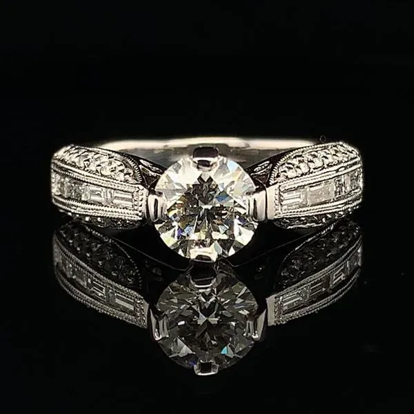 Baguette and Round Diamond Engagement Ring Geralds Jewelry Oak Harbor, WA