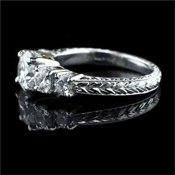 Platinum and 18K Yellow Gold Hand Carved Five Stone Ring Image 2 Geralds Jewelry Oak Harbor, WA