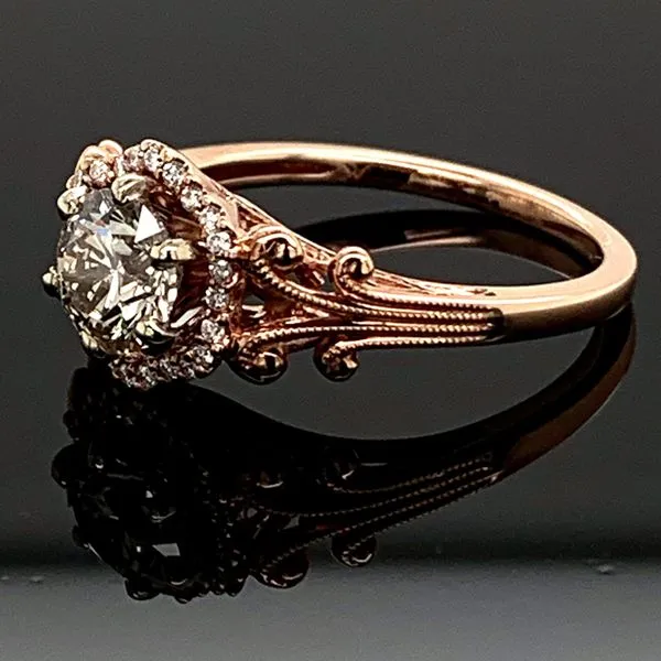 14K Rose Gold Filigree and Diamond Engagement Ring Image 2 Geralds Jewelry Oak Harbor, WA