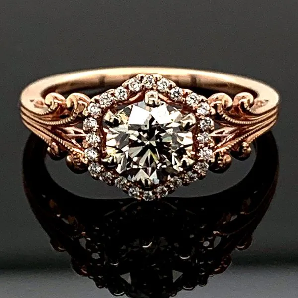 14K Rose Gold Filigree and Diamond Engagement Ring Geralds Jewelry Oak Harbor, WA