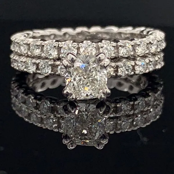 Cushion Center Eternity Band Style Diamond Wedding Set Geralds Jewelry Oak Harbor, WA