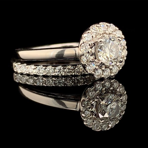 Hearts and Arrows Diamond Halo Style Wedding Set Image 2 Geralds Jewelry Oak Harbor, WA